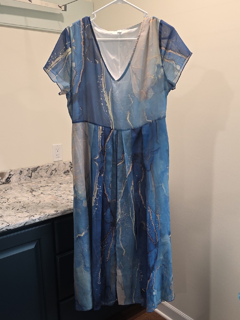 Elegant Blue and Gold Women's Dress